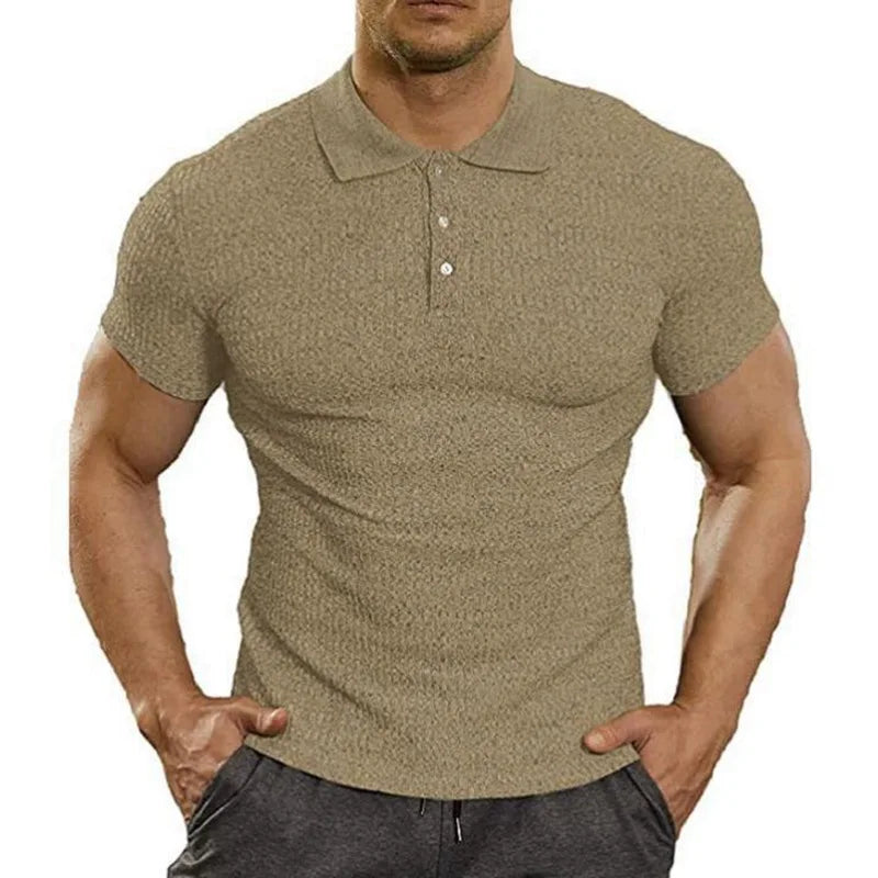 New European And American Style Jacquard Knit T-shirt Fashion Lapel Short-sleeved Business POLO Shirt In Multiple Colors