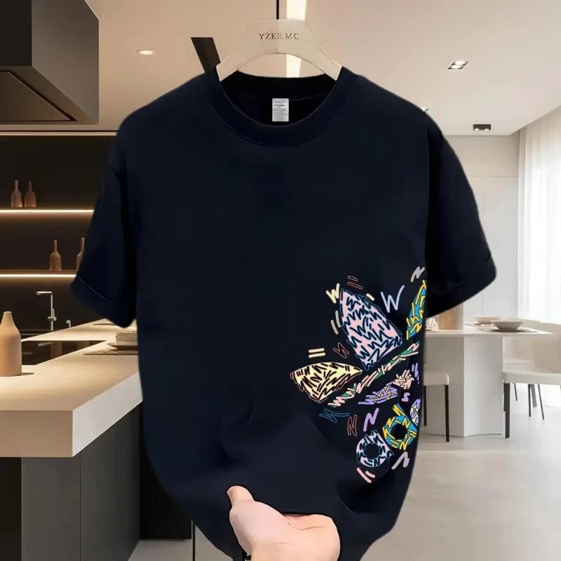 Summer New Casual Men's and Women's Printed Short-sleeved Cotton T-shirt Loose and Versatile Fashion Half-sleeved Casual Wear