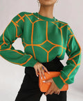 2026 NEW WOMEN FALL WINTER FASHION KNIT SWEATER, LINE PATTERN, CREW NECK, VERSATILE KNIT TOP