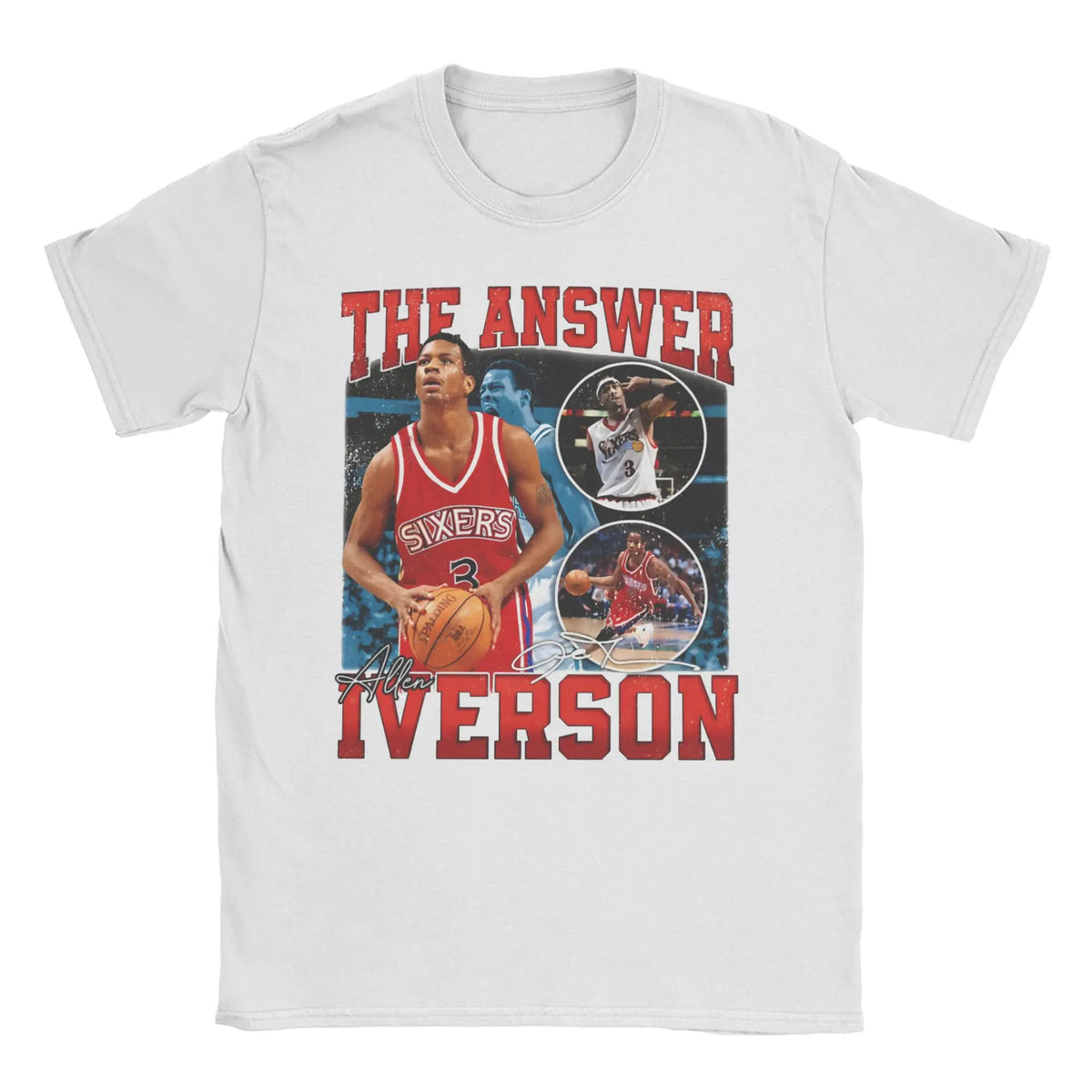 Men Women Sixers 3 Allen Iverson T Shirts  Cotton Tops Funny Short Sleeve Round Neck Tee Shirt Plus Size T-Shirt