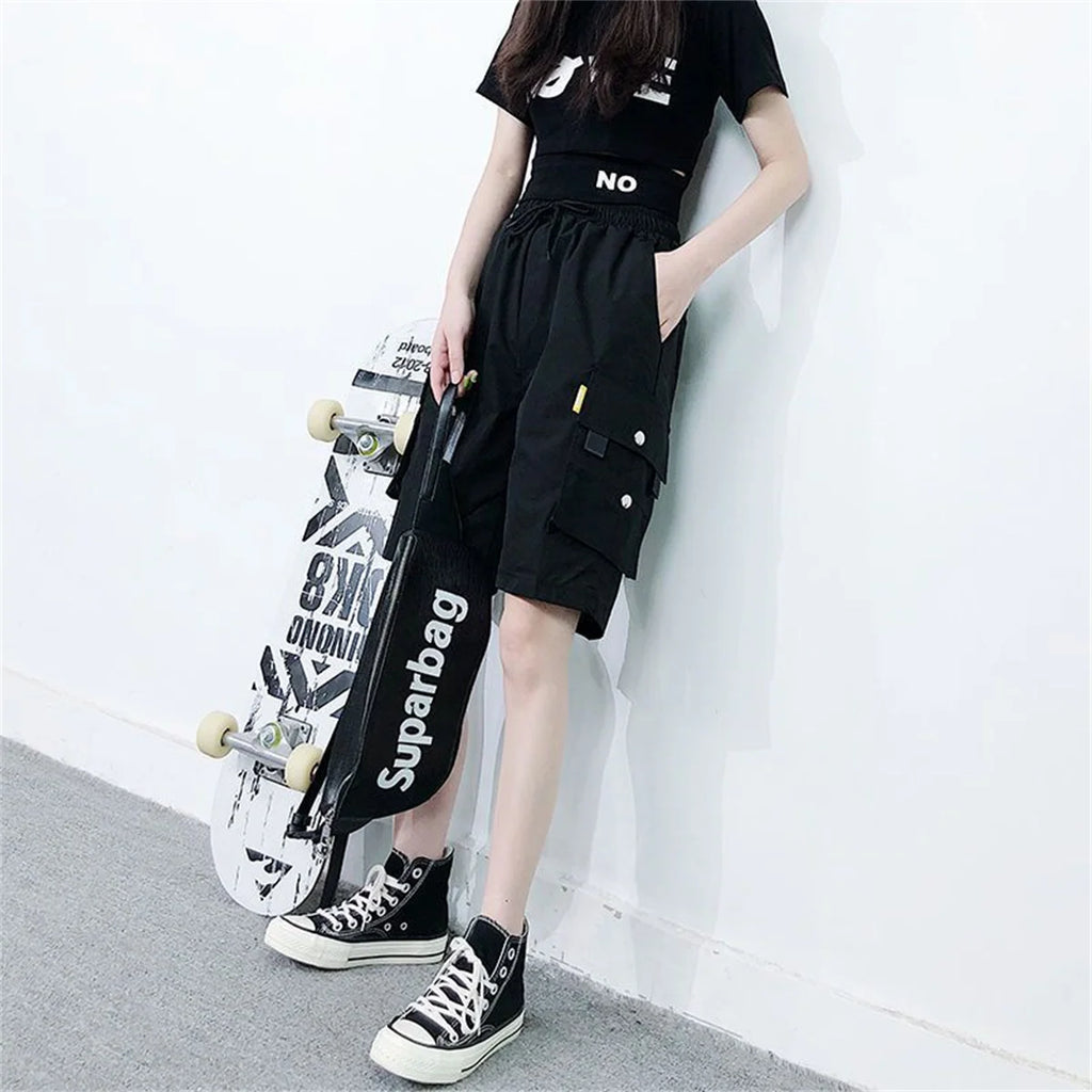 Gool Cargo Shorts for Women Harajuku High Waist Baggy Y2K Hip Hop Shorts Woman Streetwear Trendy Gym Big Pocket Bf Short Pants