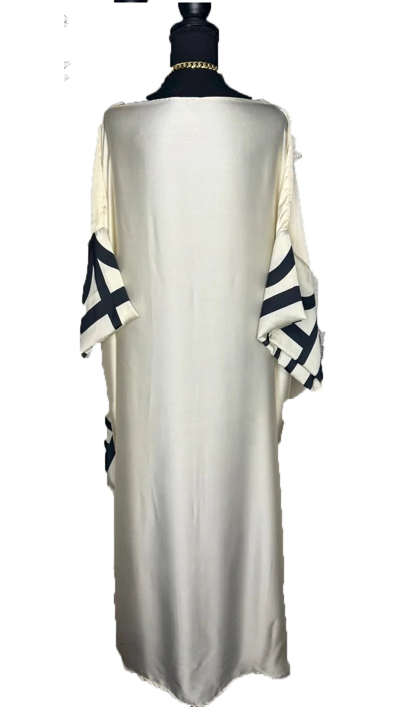 2025 Middle East Muslim Women Dubai Loose Silk beach Kaftan Dress Fashion Blogger Evening Party Abaya African Female Boubou