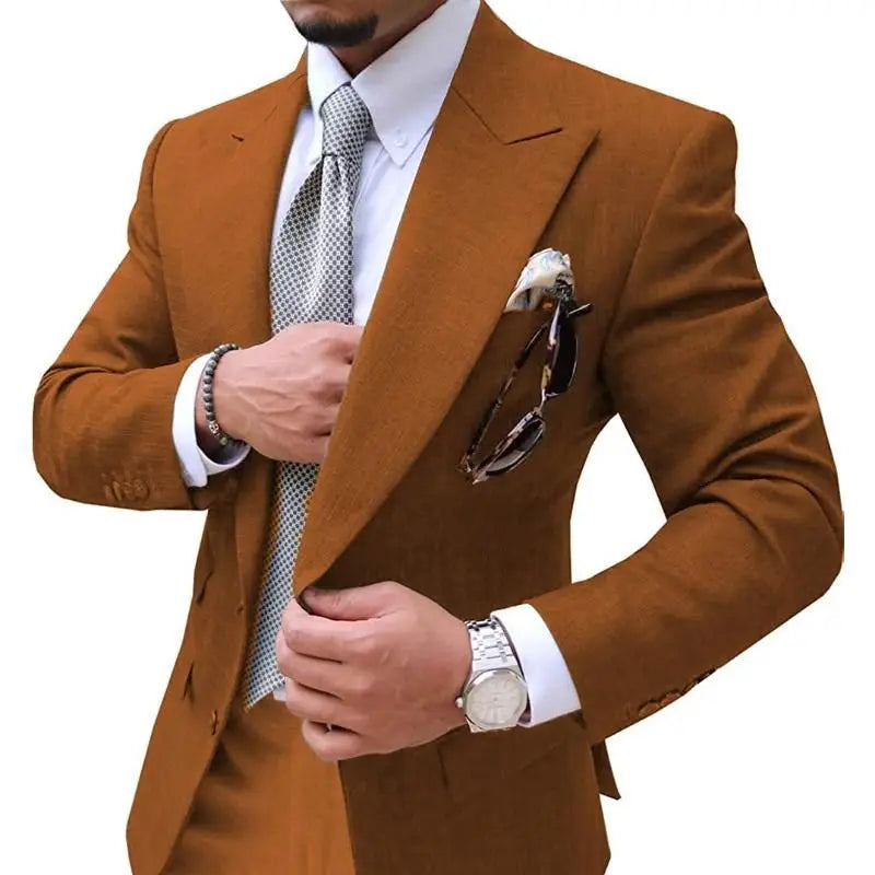 Men's Suits Mens Suit 2 Pieces Causal Slim Fit Prom Noble Champagne Grey Blazer Formal Business For Wedding Groom Tuxedos