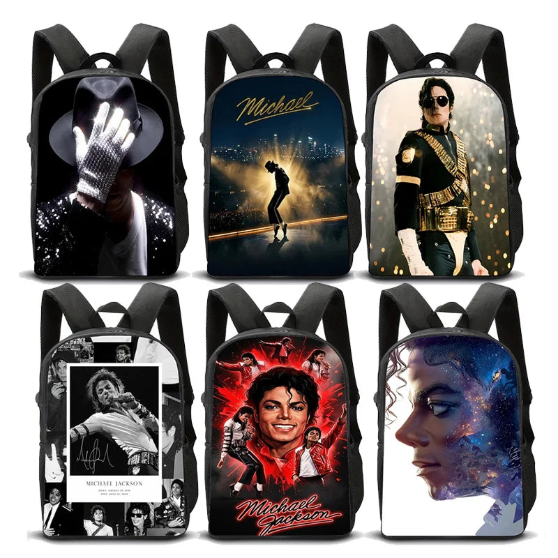 Michael Jackson Backpacks Student 3D Printing 16inch School Bags Boys Girls Outdoor Sports Rucksack Large Travel Knapsack Gift