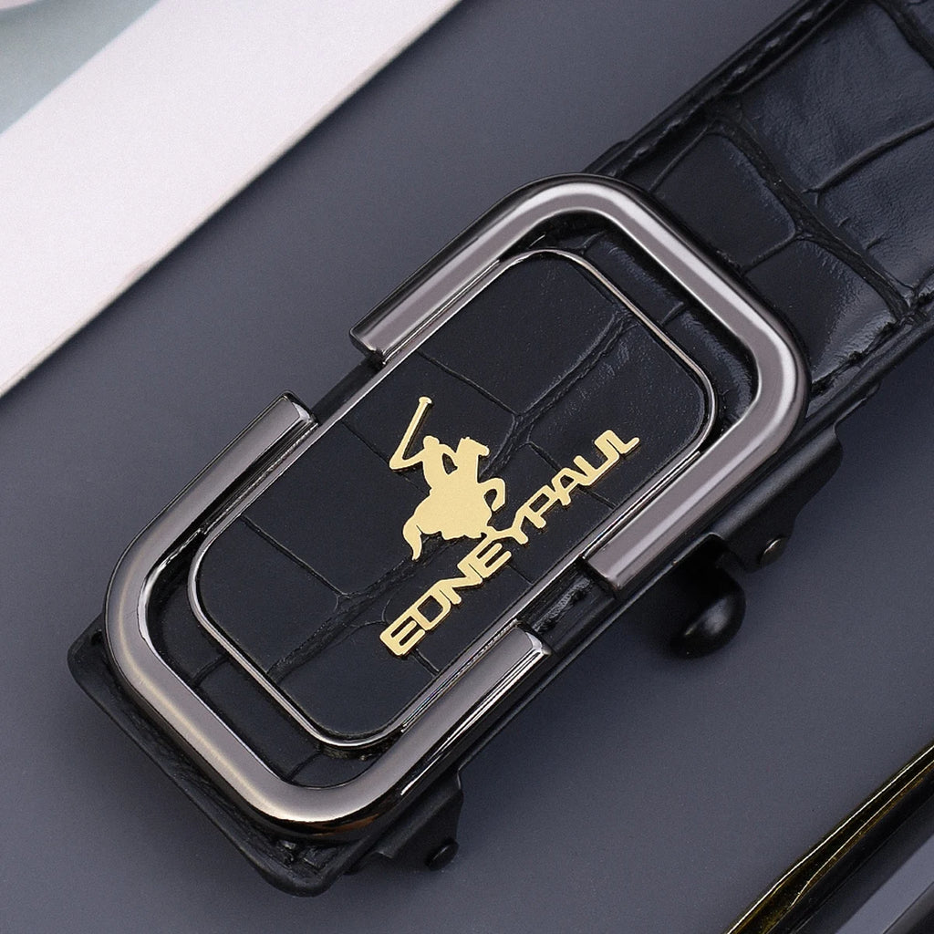 Men's automatic buckle leather belt for office workers' commuting, adjustable belt suitable for formal and casual wear