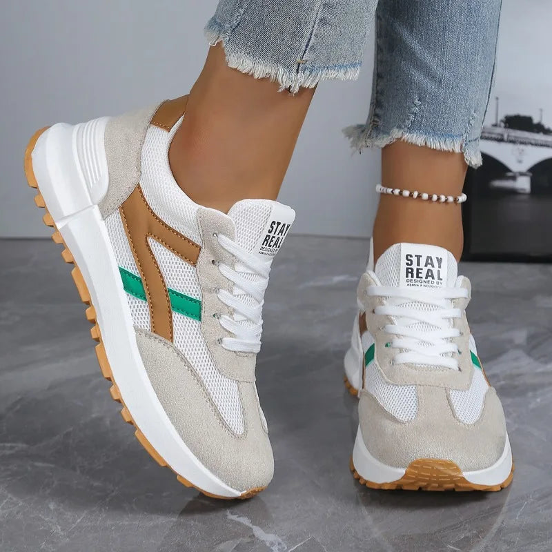 2026 New Women Sneakers Spring Autumn Casual Lace Up Designer Shoes Luxury Platform Loafers Anti Slip Comfort Female Sneakers