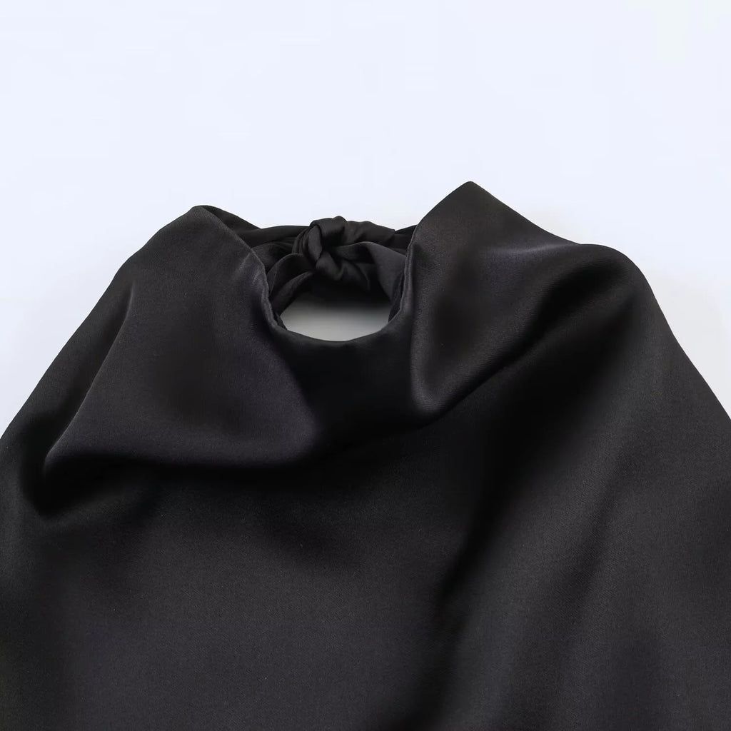 Women's Top 2026 Spring New High-End Fashion Sexy Hot Satin Sleeveless Asymmetrical Halter Backless Women's Vest Top