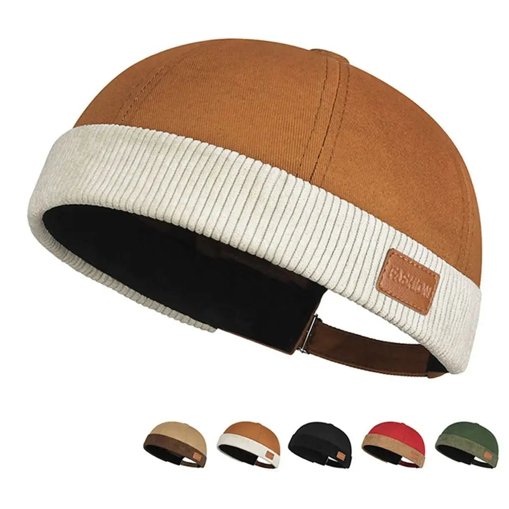 Casual Adjustable Brimless Hat Vintage Corduroy Docker Cap Solid Color Hip Hop Skullcap Summer Spring