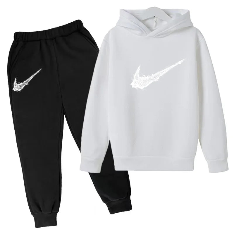 New Children's Sports Hooded Sweatshirt - Brand's Trendy Casual Hooded Top and Pants Set Suitable for Boys and Girls Aged 3 To13