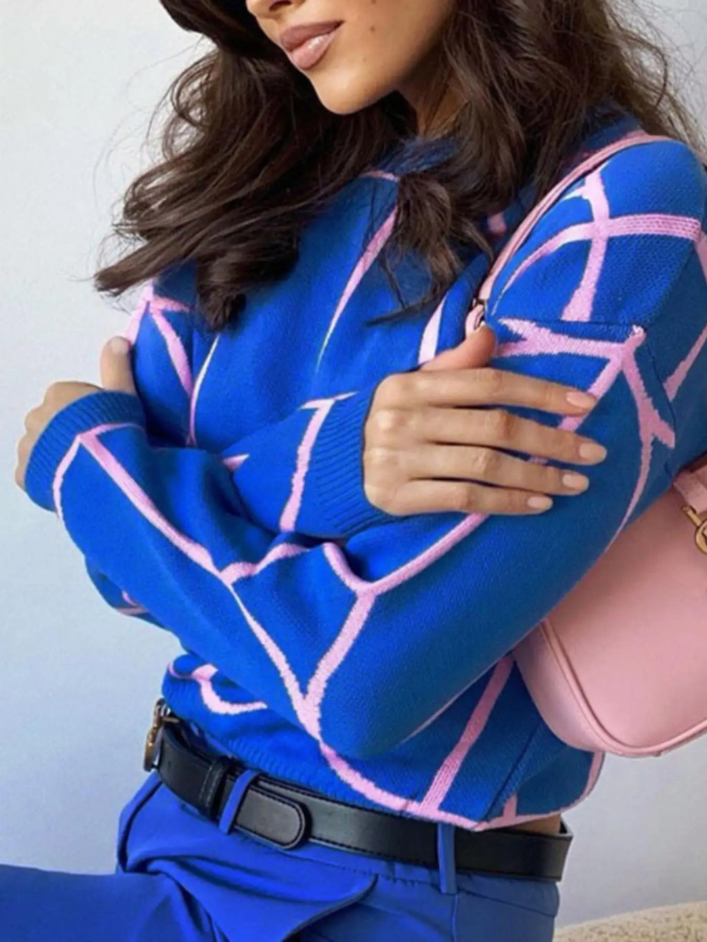 2026 NEW WOMEN FALL WINTER FASHION KNIT SWEATER, LINE PATTERN, CREW NECK, VERSATILE KNIT TOP
