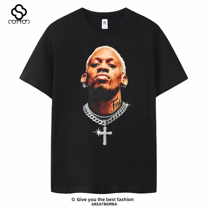 Basketball Star George Irvin Rodman Avatar Short-sleeved Cotton T-shirt American Casual Basketball Sports Plus Size Summer Y2k