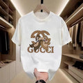 2026 High Quality Pure Cotton 2025 Trend Crew Neck T-shirt Short Sleeve Summer New Versatile Luxury Printed Casual Top Ins